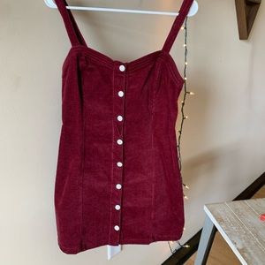 Maroon Corduroy Overall Dress